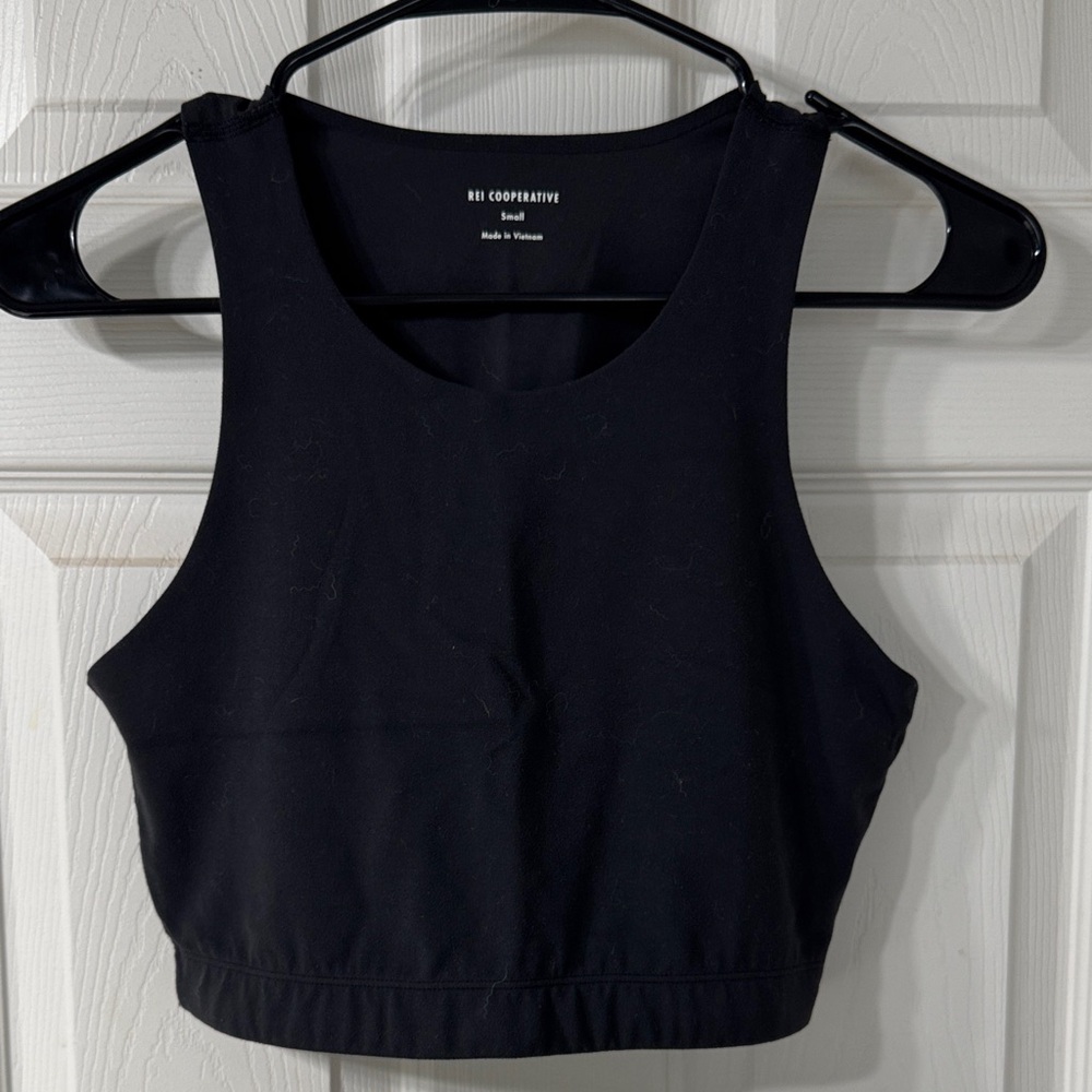 REI Co-op Cooperative Sports Bra Top Take Your Time  Black Workout Size Small
